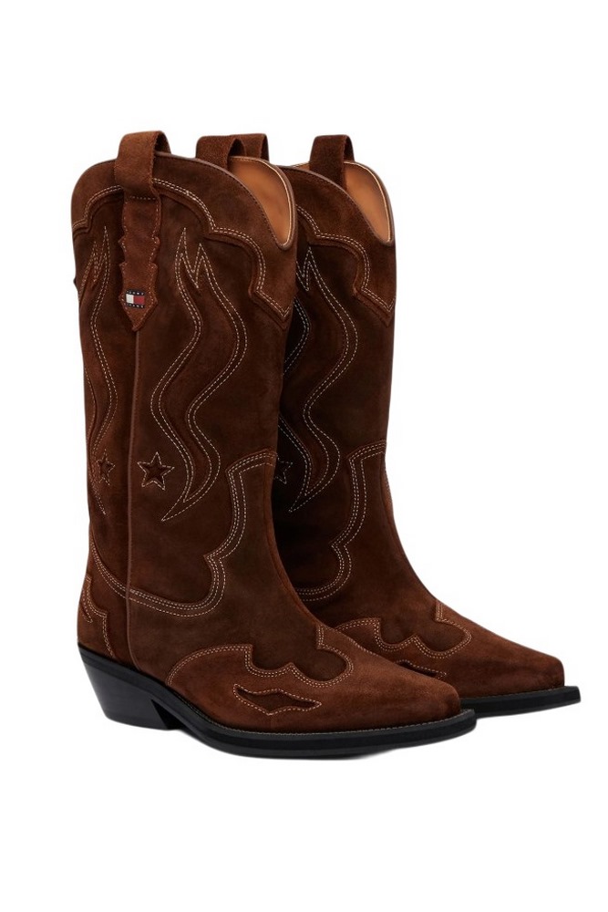 TOMMY JEANS ARCHIVE COWBOY BOOT SUEDE ΠΑΠΟΥΤΣΙ ΓΥΝΑΙΚΕΙΟ BROWN