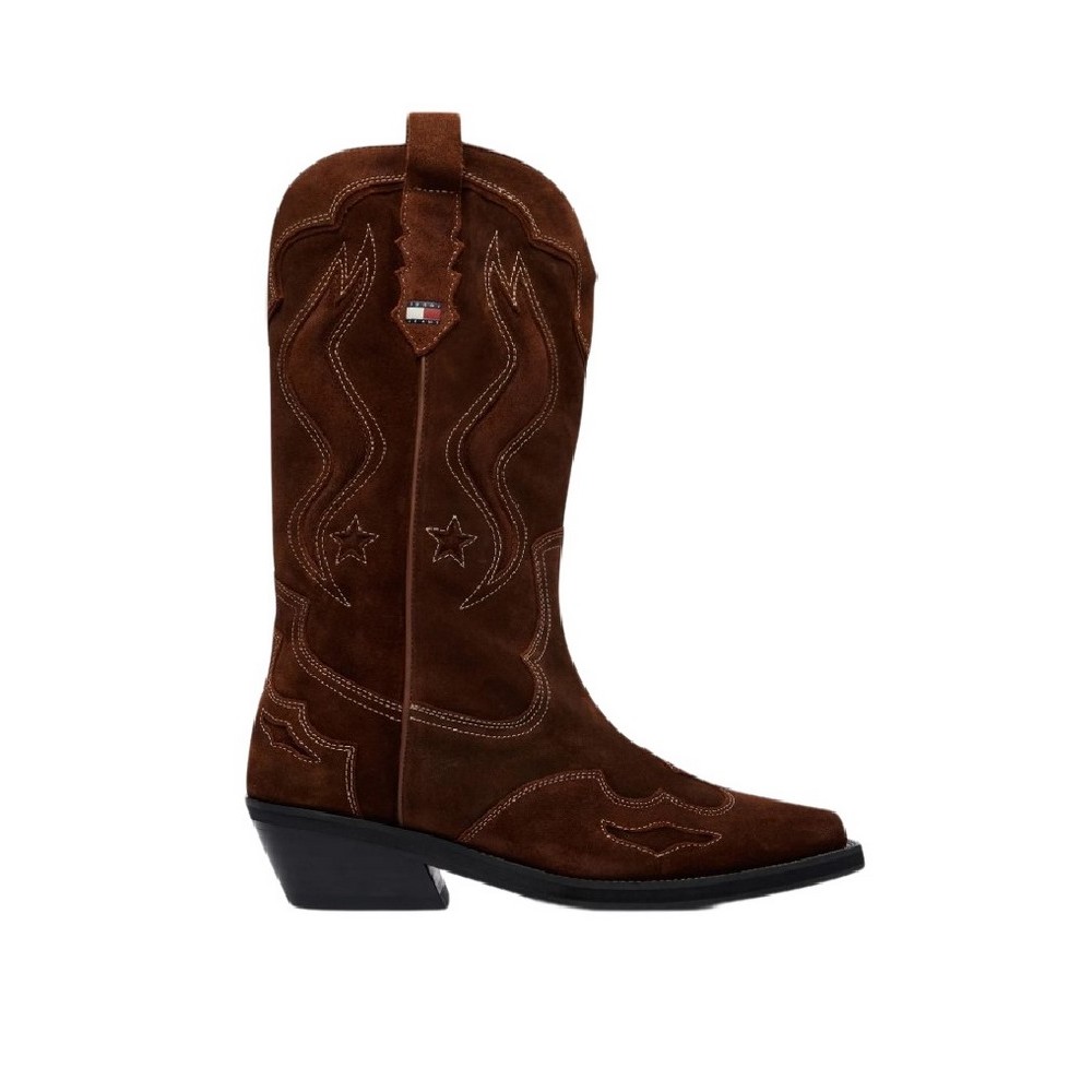 TOMMY JEANS ARCHIVE COWBOY BOOT SUEDE ΠΑΠΟΥΤΣΙ ΓΥΝΑΙΚΕΙΟ BROWN