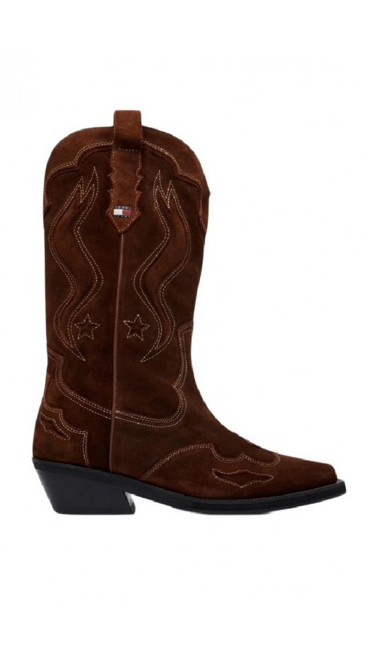 TOMMY JEANS ARCHIVE COWBOY BOOT SUEDE ΠΑΠΟΥΤΣΙ ΓΥΝΑΙΚΕΙΟ BROWN
