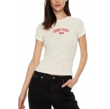 TOMMY JEANS SLIM VARSITY RIB TEE EXT T-SHIRT ΜΠΛΟΥΖΑ ΓΥΝΑΙΚΕΙΑ WHITE