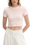 TOMMY JEANS SLIM CRP GMD TONAL FLAG EXT T-SHIRT ΜΠΛΟΥΖΑ ΓΥΝΑΙΚΕΙΑ PINK