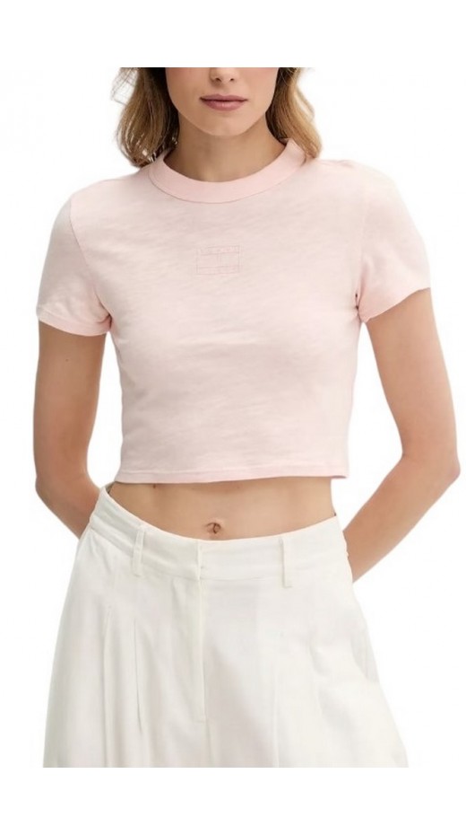 TOMMY JEANS SLIM CRP GMD TONAL FLAG EXT T-SHIRT ΜΠΛΟΥΖΑ ΓΥΝΑΙΚΕΙΑ PINK