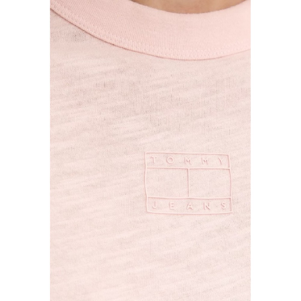 TOMMY JEANS SLIM CRP GMD TONAL FLAG EXT T-SHIRT ΜΠΛΟΥΖΑ ΓΥΝΑΙΚΕΙΑ PINK