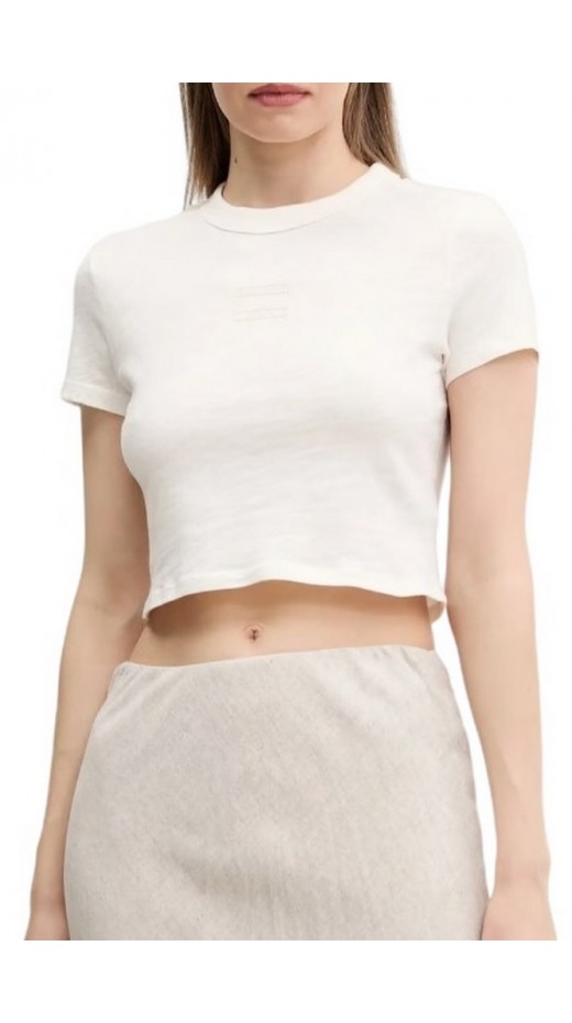 TOMMY JEANS SLIM CRP GMD TONAL FLAG EXT T-SHIRT ΜΠΛΟΥΖΑ ΓΥΝΑΙΚΕΙΑ WHITE