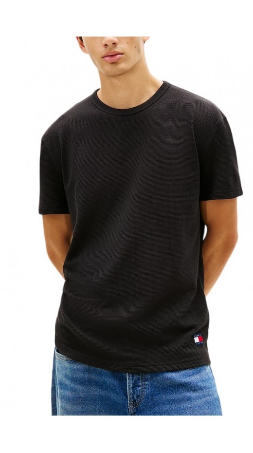 TOMMY JEANS REG WAFFLE TEE T-SHIRT ΜΠΛΟΥΖΑ ΑΝΔΡΙΚΗ BLACK