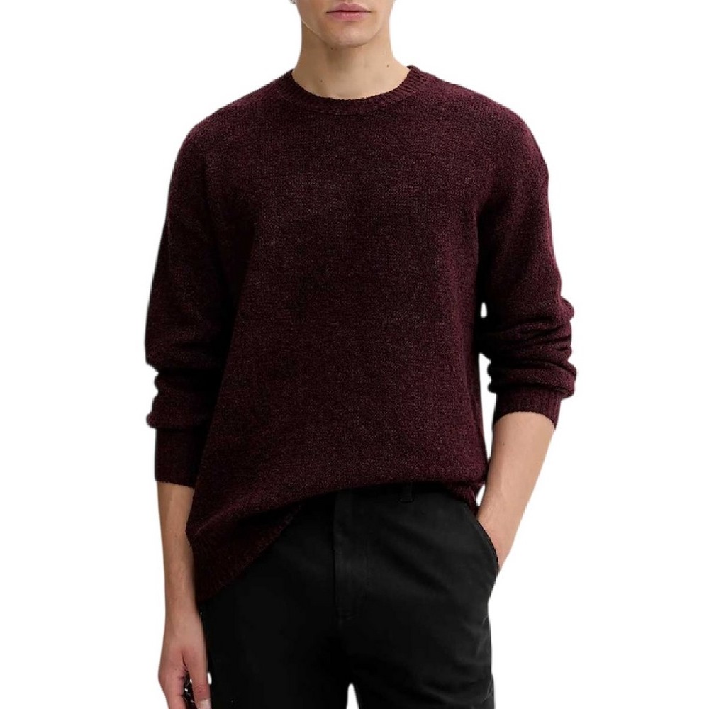 GUESS JEANS GJ LS CN BOUCLE SWTR ΠΛΕΚΤΗ ΜΠΛΟΥΖΑ ΑΝΔΡΙΚΗ BORDEAUX