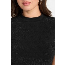 GUESS MOCK NECK ALL OVER 4G TEE T-SHIRT ΜΠΛΟΥΖΑ ΓΥΝΑΙΚΕΙΑ BLACK