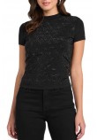 GUESS MOCK NECK ALL OVER 4G TEE T-SHIRT ΜΠΛΟΥΖΑ ΓΥΝΑΙΚΕΙΑ BLACK