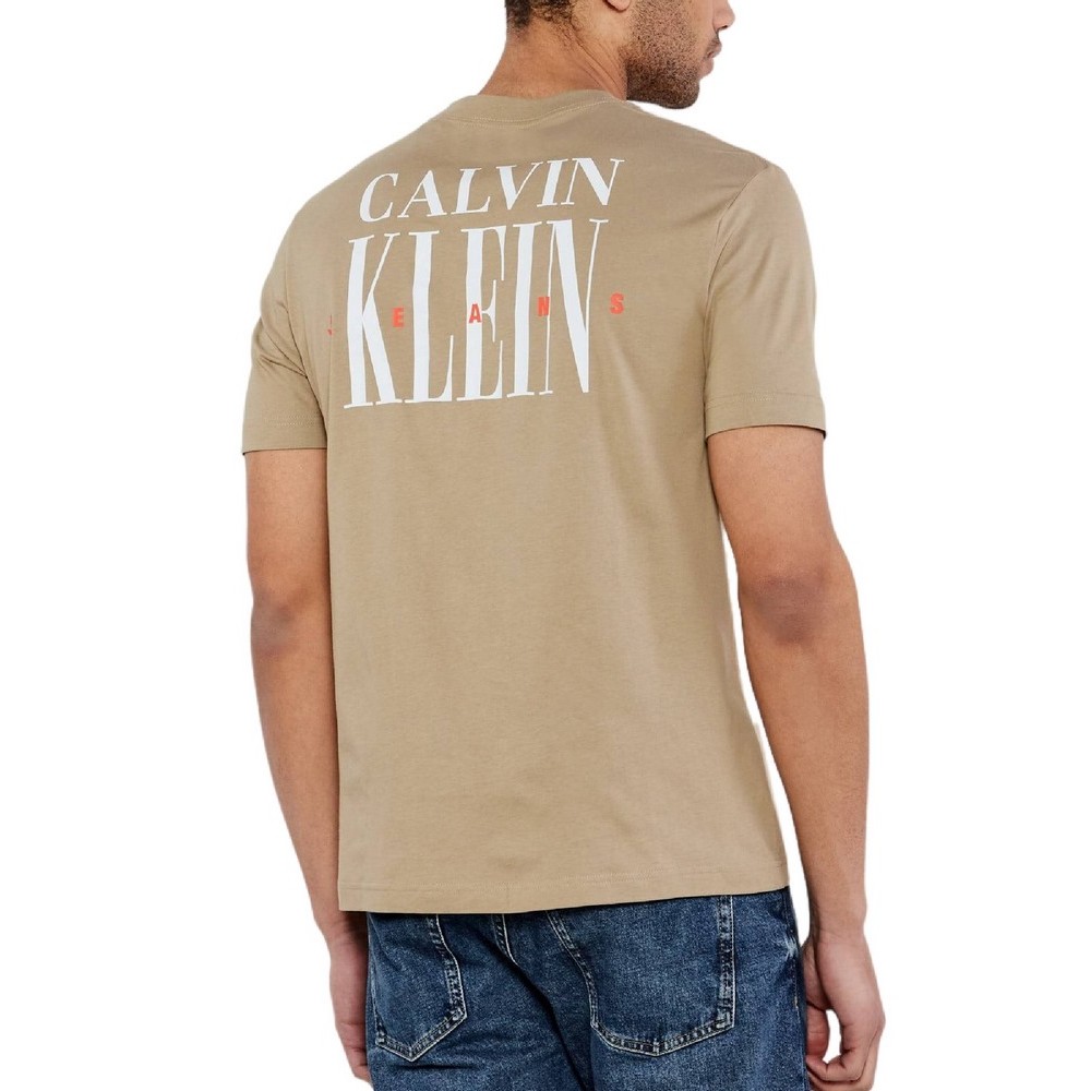 CALVIN KLEIN JEANS SERIF FONT GRAPHIC TEE T-SHIRT ΜΠΛΟΥΖΑ ΑΝΔΡΙΚΗ BEIGE