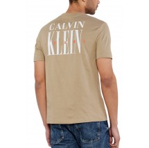 CALVIN KLEIN JEANS SERIF FONT GRAPHIC TEE T-SHIRT ΜΠΛΟΥΖΑ ΑΝΔΡΙΚΗ BEIGE