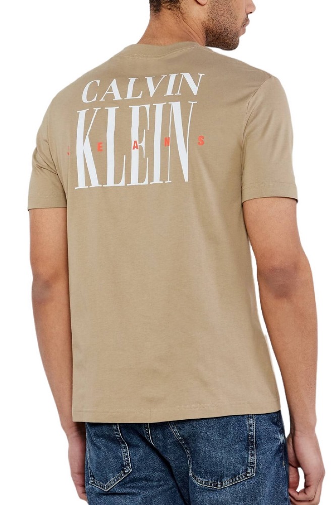 CALVIN KLEIN JEANS SERIF FONT GRAPHIC TEE T-SHIRT ΜΠΛΟΥΖΑ ΑΝΔΡΙΚΗ BEIGE