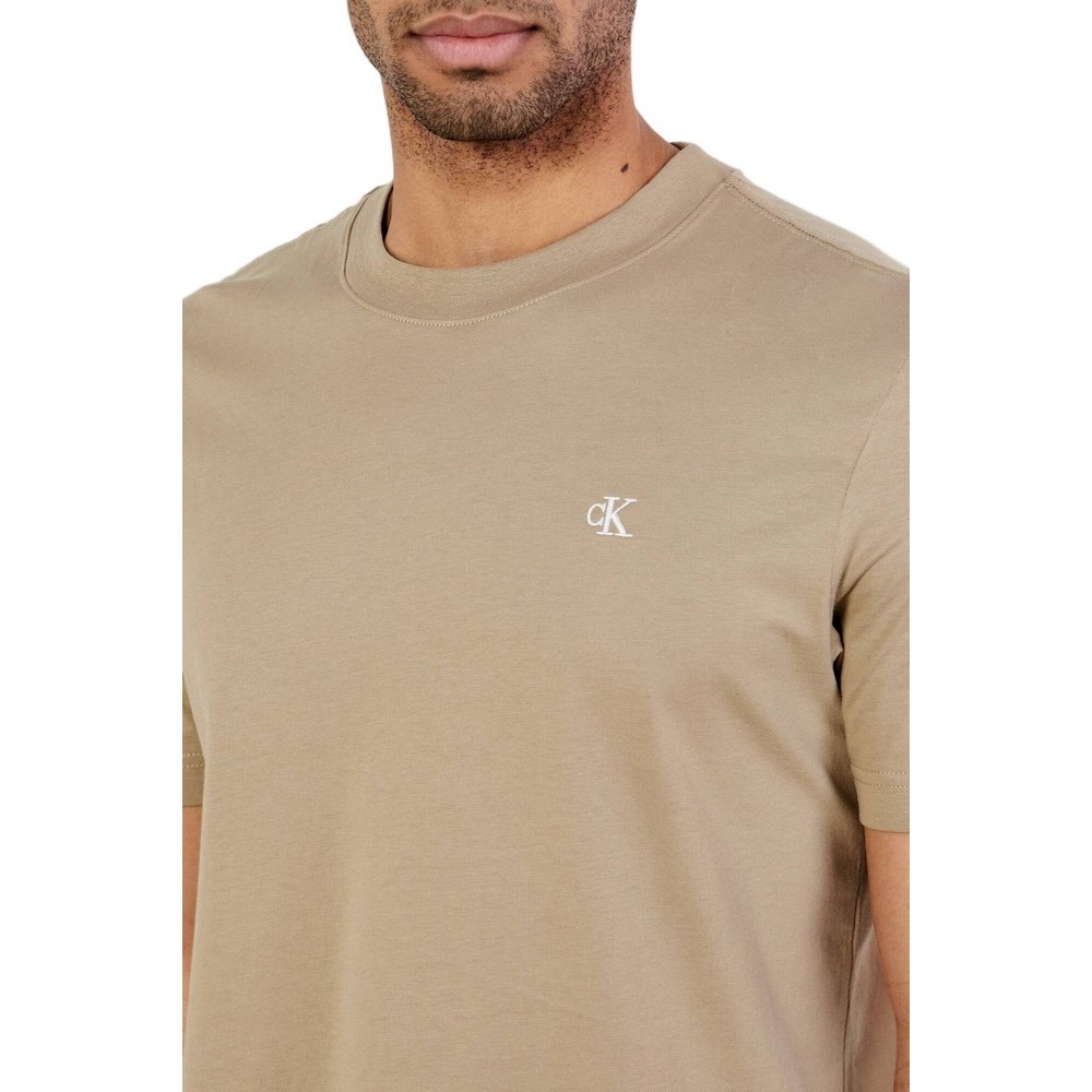 CALVIN KLEIN JEANS SERIF FONT GRAPHIC TEE T-SHIRT ΜΠΛΟΥΖΑ ΑΝΔΡΙΚΗ BEIGE