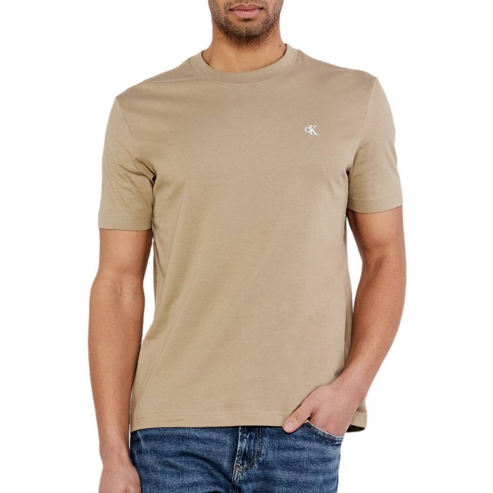 CALVIN KLEIN JEANS SERIF FONT GRAPHIC TEE T-SHIRT ΜΠΛΟΥΖΑ ΑΝΔΡΙΚΗ BEIGE