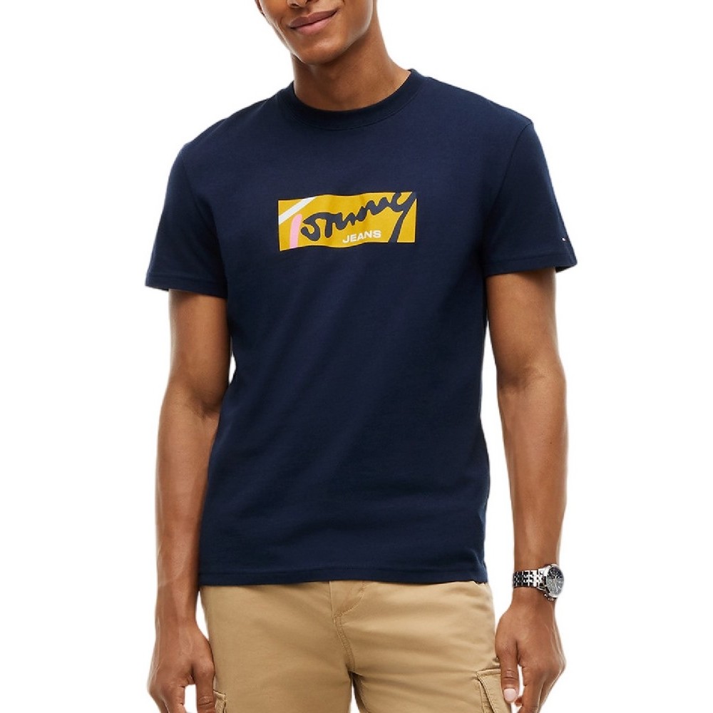 TOMMY JEANS REG SIGNATURE T-SHIRT ΜΠΛΟΥΖΑ ΑΝΔΡΙΚΗ NAVY
