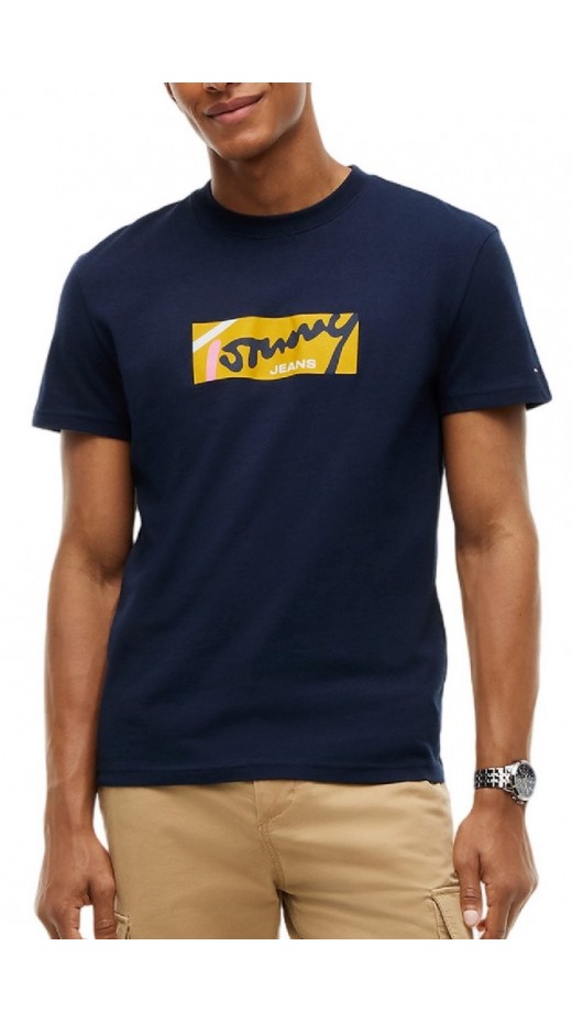 TOMMY JEANS REG SIGNATURE T-SHIRT ΜΠΛΟΥΖΑ ΑΝΔΡΙΚΗ NAVY