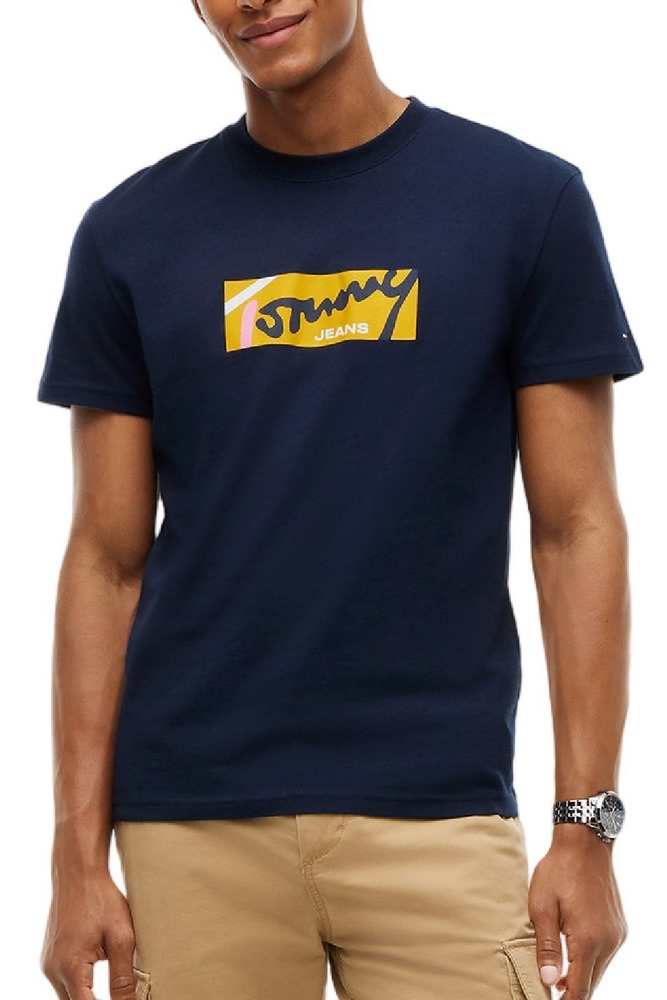 TOMMY JEANS REG SIGNATURE T-SHIRT ΜΠΛΟΥΖΑ ΑΝΔΡΙΚΗ NAVY