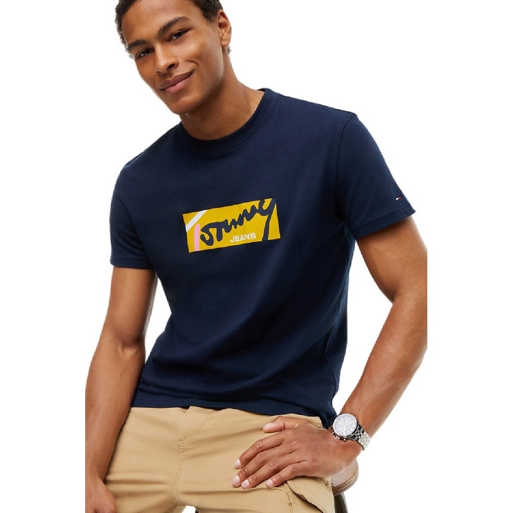 TOMMY JEANS REG SIGNATURE T-SHIRT ΜΠΛΟΥΖΑ ΑΝΔΡΙΚΗ NAVY