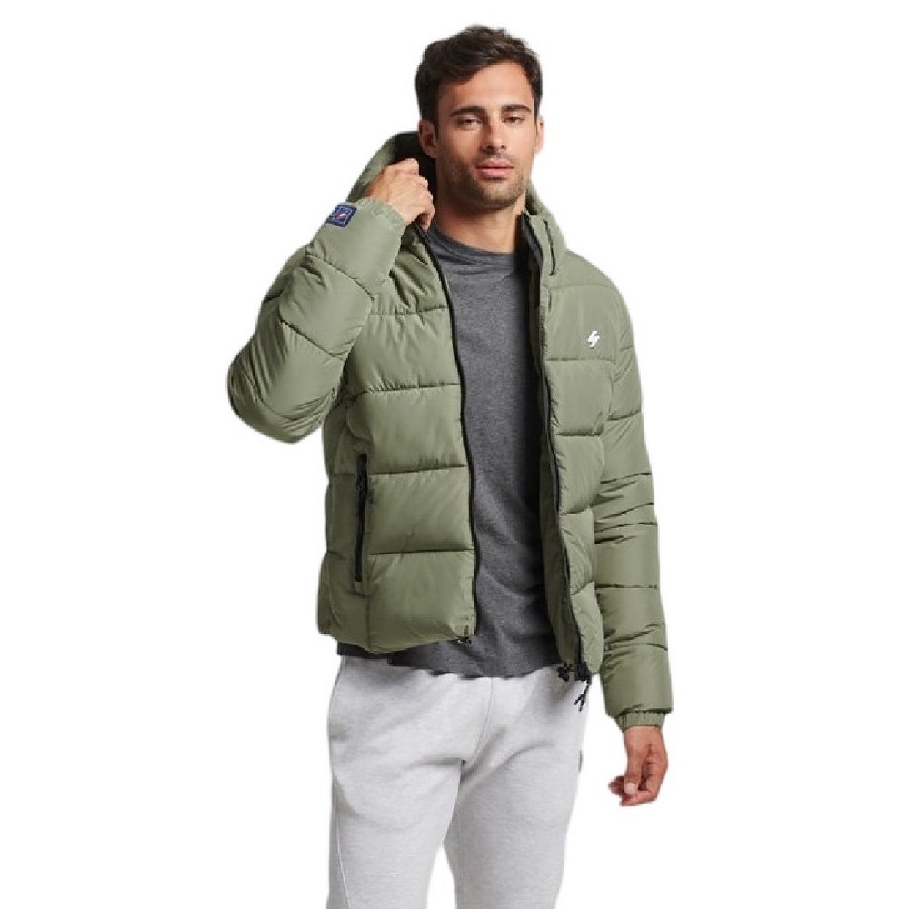 SUPERDRY HOODED SPORTS JACKET ΜΠΟΥΦΑΝ ΑΝΔΡΙΚΟ OLIVE