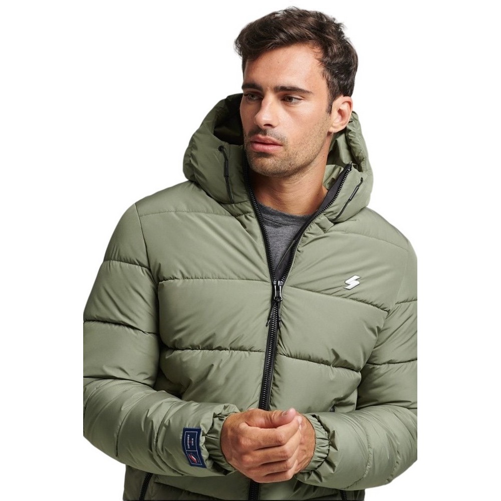 SUPERDRY HOODED SPORTS JACKET ΜΠΟΥΦΑΝ ΑΝΔΡΙΚΟ OLIVE