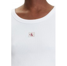 CALVIN KLEIN JEANS WOVEN LABEL 2X2 RIB BABY T-SHIRT ΜΠΛΟΥΖΑ ΓΥΝΑΙΚΕΙΑ WHITE