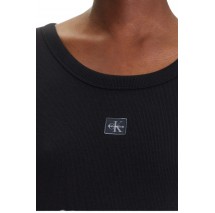 CALVIN KLEIN JEANS WOVEN LABEL 2X2 RIB BABY T-SHIRT ΜΠΛΟΥΖΑ ΓΥΝΑΙΚΕΙΑ BLACK