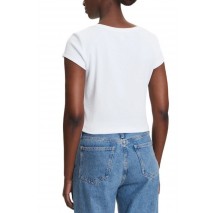 CALVIN KLEIN JEANS WOVEN LABEL 2X2 RIB BABY T-SHIRT ΜΠΛΟΥΖΑ ΓΥΝΑΙΚΕΙΑ WHITE