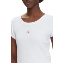 CALVIN KLEIN JEANS WOVEN LABEL 2X2 RIB BABY T-SHIRT ΜΠΛΟΥΖΑ ΓΥΝΑΙΚΕΙΑ WHITE