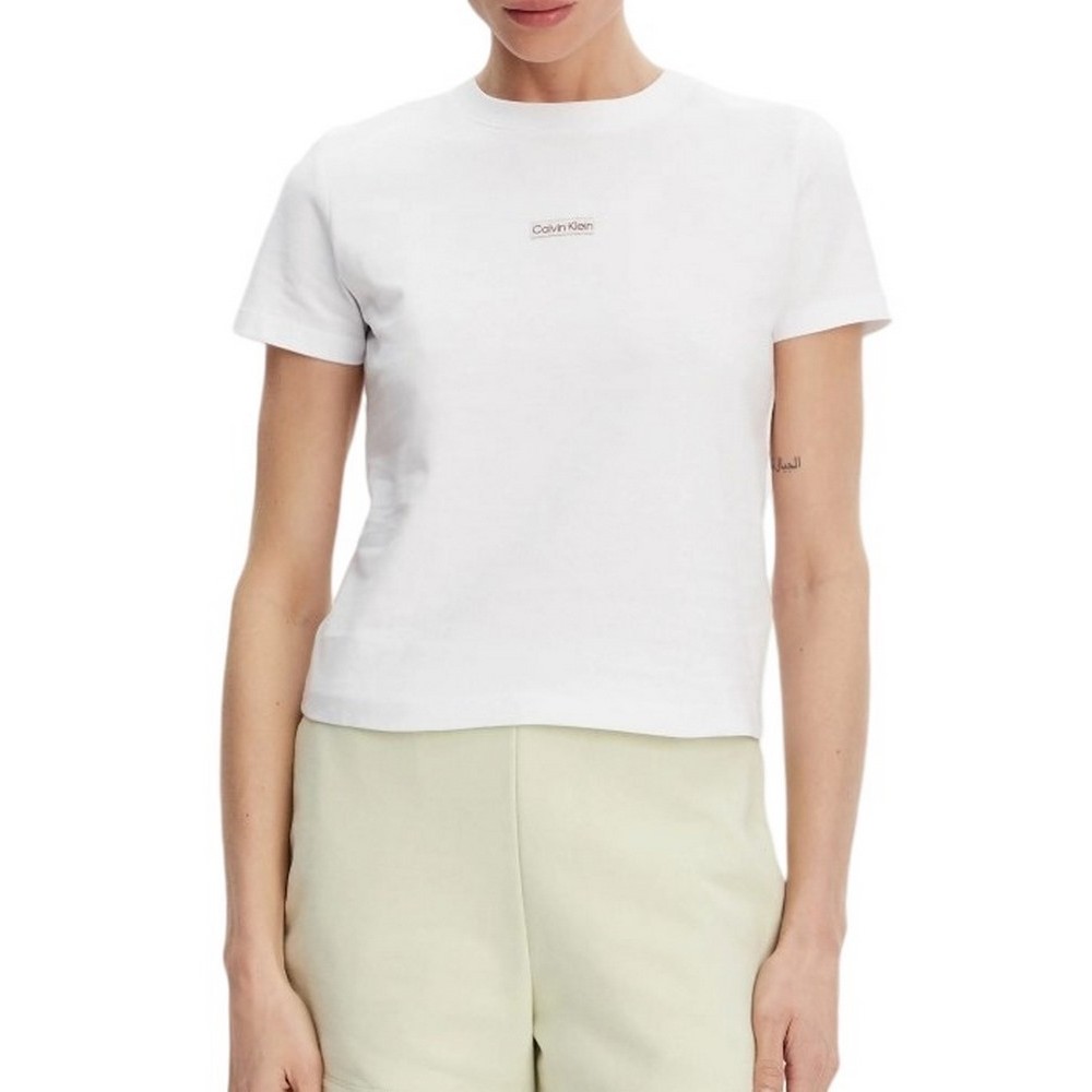 CALVIN KLEIN JEANS PLACED INSTITUTIONAL BABY TEE T-SHIRT ΜΠΛΟΥΖΑ ΓΥΝΑΙΚΕΙΑ WHITE