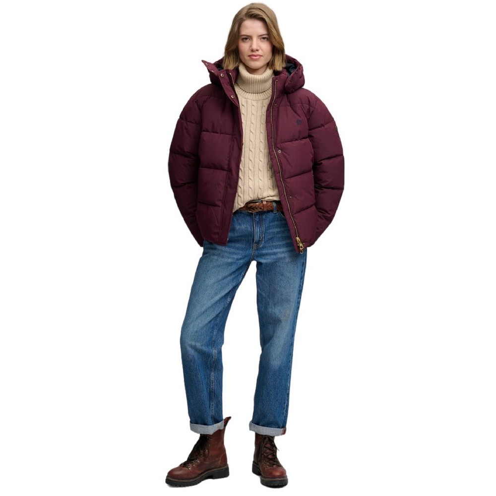 SUPERDRY PREMIUM HOOD PUFFER JKT ΜΠΟΥΦΑΝ ΓΥΝΑΙΚΕΙΟ BORDEAUX