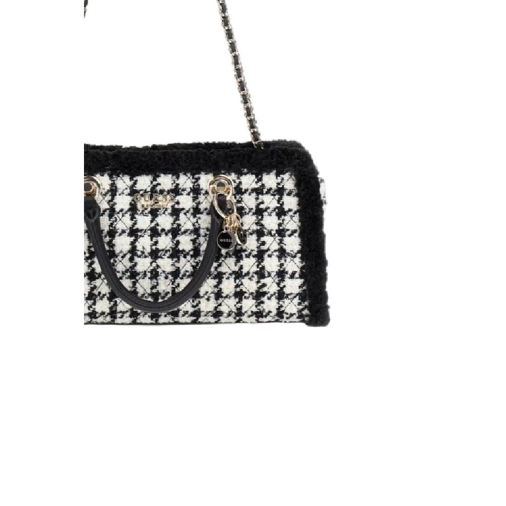 GUESS CRISTI SHOULDER SATCHEL ΤΣΑΝΤΑ ΓΥΝΑΙΚΕΙΑ BLACK/WHITE