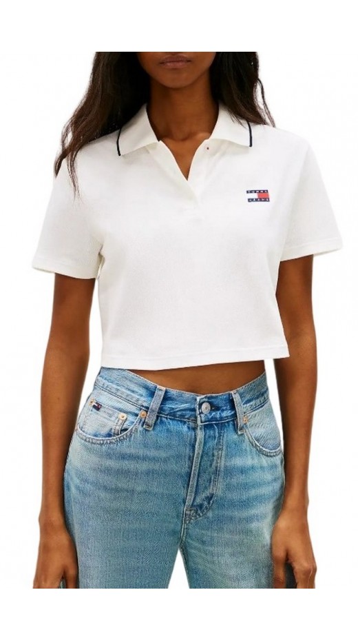 TOMMY JEANS CRP BADGE SS POLO T-SHIRT ΜΠΛΟΥΖΑ ΓΥΝΑΙΚΕΙΑ ECRU
