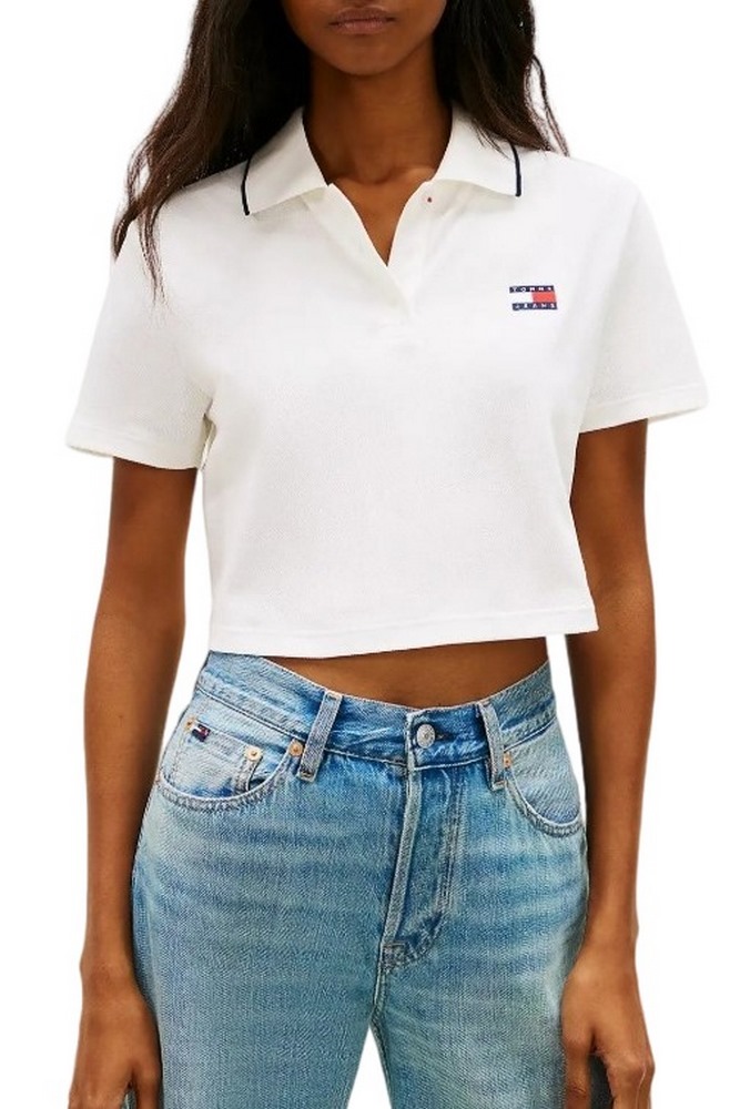 TOMMY JEANS CRP BADGE SS POLO T-SHIRT ΜΠΛΟΥΖΑ ΓΥΝΑΙΚΕΙΑ ECRU