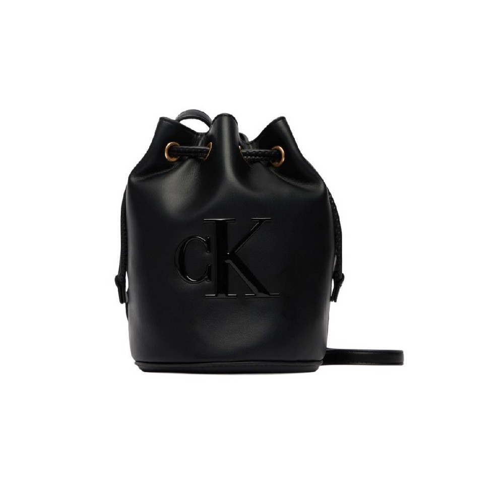 CALVIN KLEIN BOLD CK SMALL BUCKET BAG ΤΣΑΝΤΑ ΓΥΝΑΙΚΕΙΑ BLACK