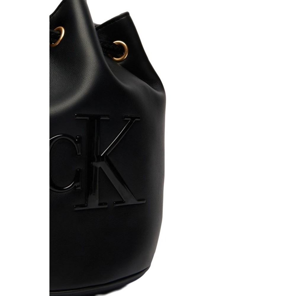 CALVIN KLEIN BOLD CK SMALL BUCKET BAG ΤΣΑΝΤΑ ΓΥΝΑΙΚΕΙΑ BLACK