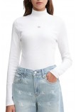 CALVIN KLEIN JEANS LS WOVEN LABEL TURTLENECK ΜΠΛΟΥΖΑ ΓΥΝΑΙΚΕΙΑ WHITE
