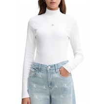 CALVIN KLEIN JEANS LS WOVEN LABEL TURTLENECK ΜΠΛΟΥΖΑ ΓΥΝΑΙΚΕΙΑ WHITE
