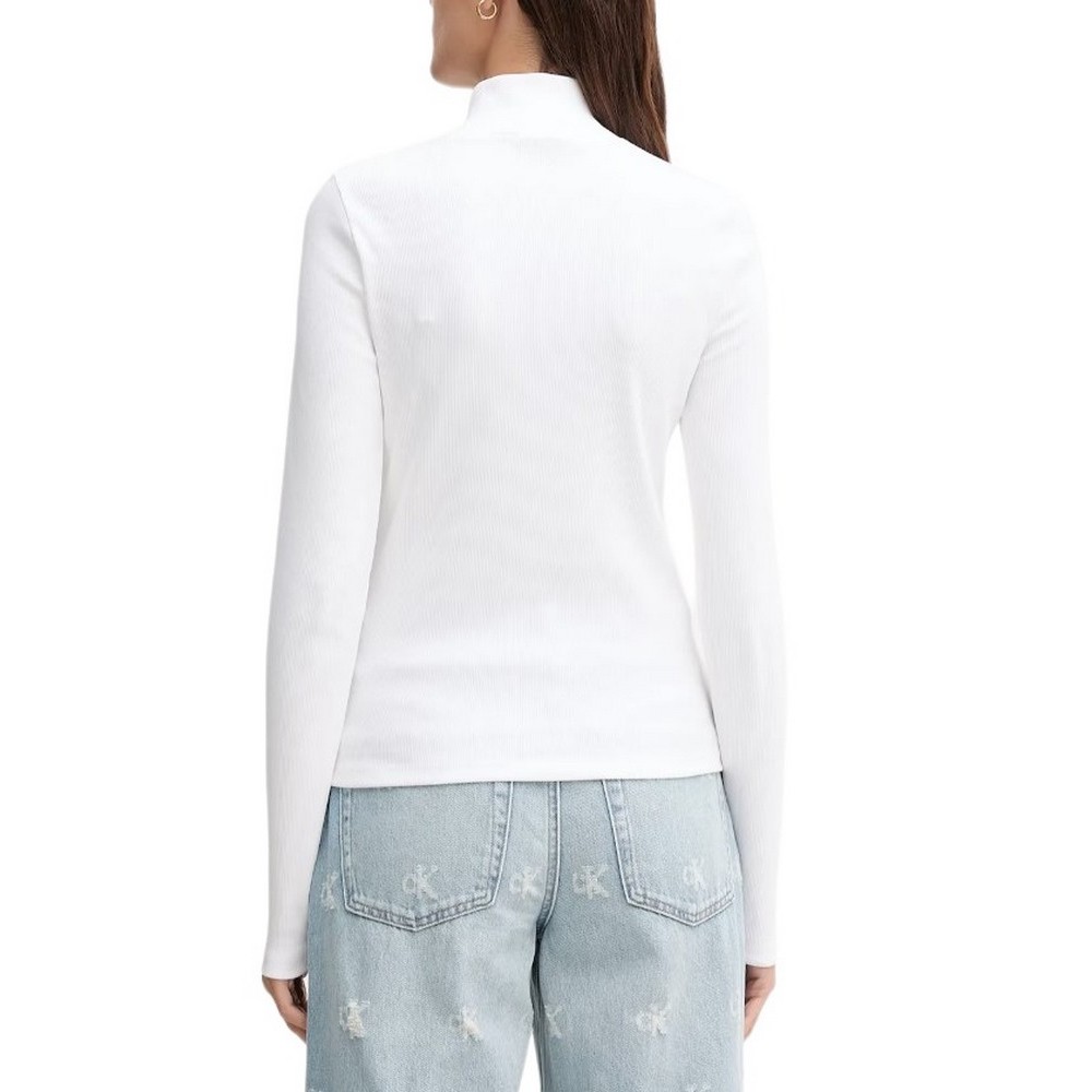 CALVIN KLEIN JEANS LS WOVEN LABEL TURTLENECK ΜΠΛΟΥΖΑ ΓΥΝΑΙΚΕΙΑ WHITE