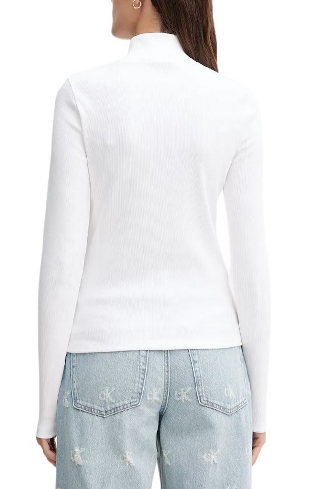 CALVIN KLEIN JEANS LS WOVEN LABEL TURTLENECK ΜΠΛΟΥΖΑ ΓΥΝΑΙΚΕΙΑ WHITE