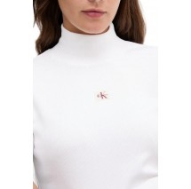 CALVIN KLEIN JEANS LS WOVEN LABEL TURTLENECK ΜΠΛΟΥΖΑ ΓΥΝΑΙΚΕΙΑ WHITE