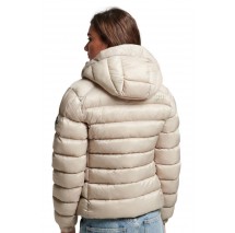 SUPERDRY D5 SDCD HOODED FUJI PADDED JACKET ΜΠΟΥΦΑΝ ΓΥΝΑΙΚΕΙΟ BEIGE