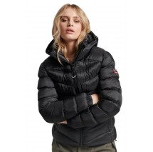 SUPERDRY D5 SDCD HOODED FUJI PADDED JACKET ΜΠΟΥΦΑΝ ΓΥΝΑΙΚΕΙΟ BLACK