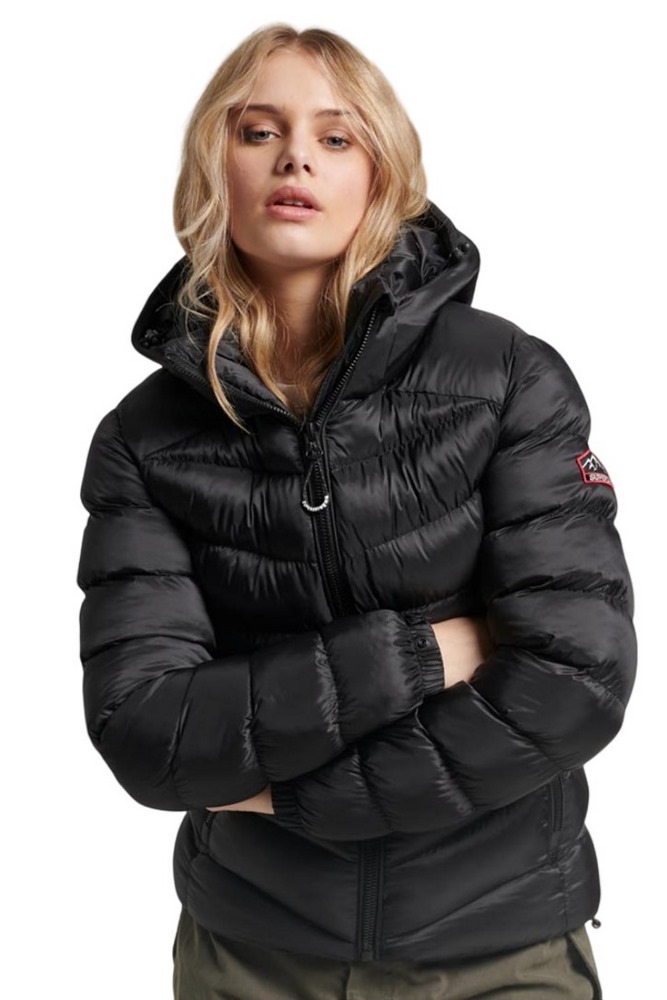 SUPERDRY D5 SDCD HOODED FUJI PADDED JACKET ΜΠΟΥΦΑΝ ΓΥΝΑΙΚΕΙΟ BLACK