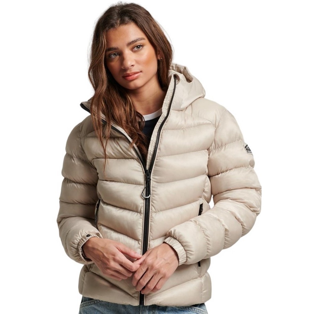 SUPERDRY D5 SDCD HOODED FUJI PADDED JACKET ΜΠΟΥΦΑΝ ΓΥΝΑΙΚΕΙΟ BEIGE