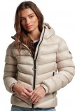 SUPERDRY D5 SDCD HOODED FUJI PADDED JACKET ΜΠΟΥΦΑΝ ΓΥΝΑΙΚΕΙΟ BEIGE