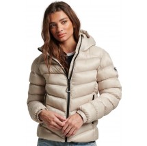 SUPERDRY D5 SDCD HOODED FUJI PADDED JACKET ΜΠΟΥΦΑΝ ΓΥΝΑΙΚΕΙΟ BEIGE