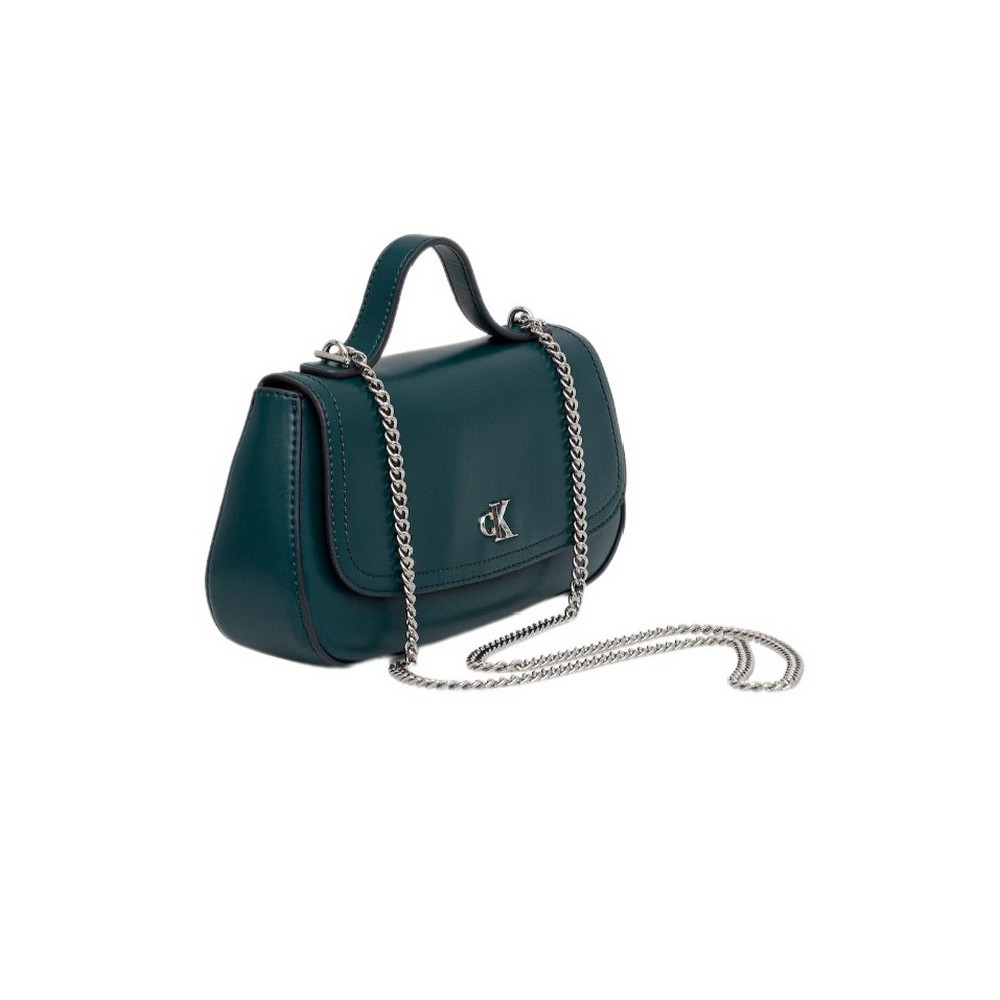 CALVIN KLEIN TOP HANDLE WITH CHAIN BAG ΤΣΝΑΤΑ ΓΥΝΑΙΚΕΙΑ GREEN