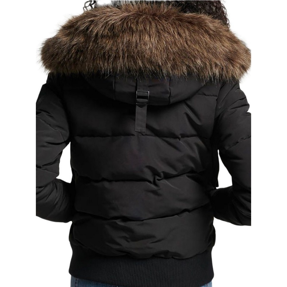 SUPERDRY D5 OVIN EVEREST HOODED PUFFER BOMBER ΜΠΟΥΦΑΝ ΓΥΝΑΙΚΕΙΟ BLACK