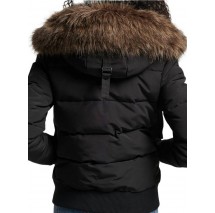 SUPERDRY D5 OVIN EVEREST HOODED PUFFER BOMBER ΜΠΟΥΦΑΝ ΓΥΝΑΙΚΕΙΟ BLACK