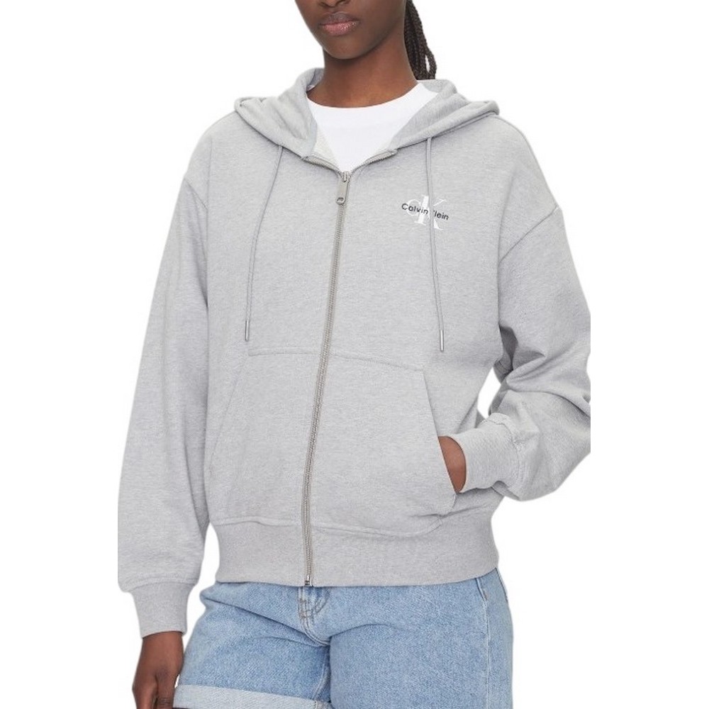 CALVIN KLEIN JEANS MONOLOGO FRENCH TERRY FZ BF HOOD ΖΑΚΕΤΑ ΦΟΥΤΕΡ ΓΥΝΑΙΚΕΙΑ GREY