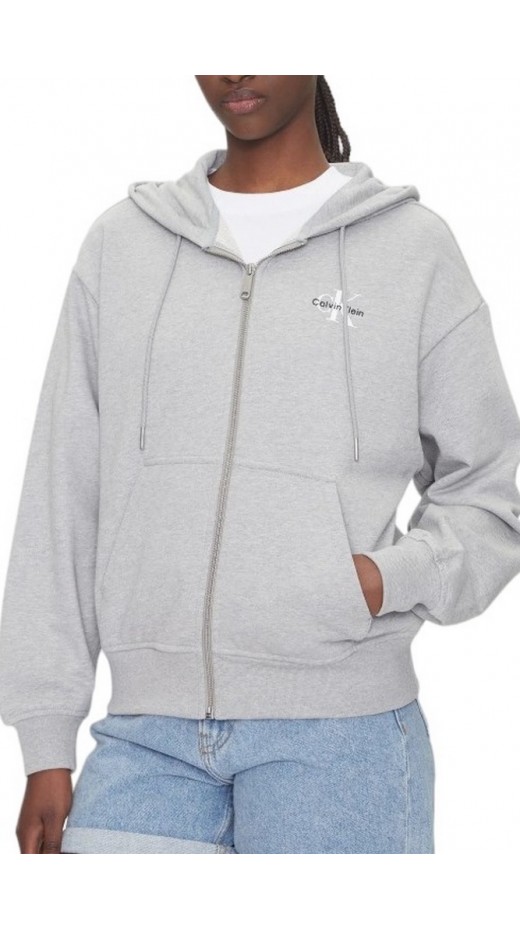 CALVIN KLEIN JEANS MONOLOGO FRENCH TERRY FZ BF HOOD ΖΑΚΕΤΑ ΦΟΥΤΕΡ ΓΥΝΑΙΚΕΙΑ GREY